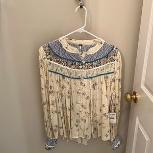 Free People long sleeve, tea combo blouse